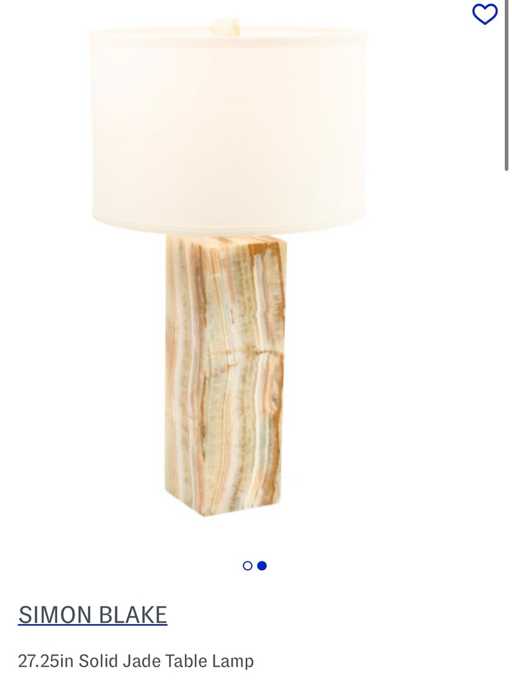Beautiful Simon Blake 27.25” Solid Jade Table Lamp from Marshalls. 🤍